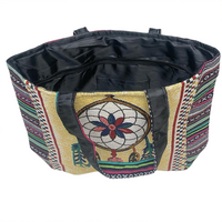 Embroidered Motif Tapestry Tote Bag