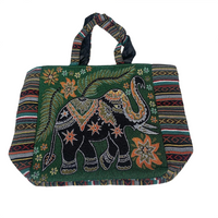 Embroidered Motif Tapestry Tote Bag