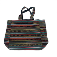 Embroidered Motif Tapestry Tote Bag