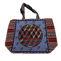 Embroidered Motif Tapestry Tote Bag