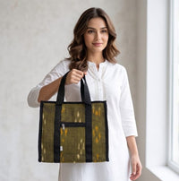 Indigo Ikat Canvas Lunch Tote