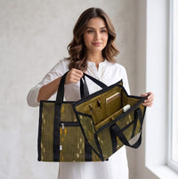Indigo Ikat Canvas Lunch Tote