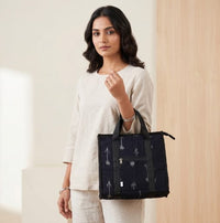 Indigo Ikat Canvas Lunch Tote