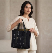 Indigo Ikat Canvas Lunch Tote