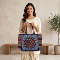 Embroidered Motif Tapestry Tote Bag