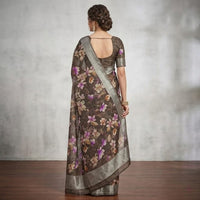 Digital Floral Printed Linen Saree