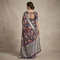Digital Floral Printed Linen Saree