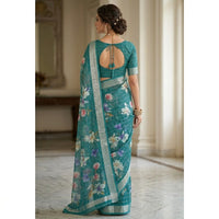 Digital Floral Printed Linen Saree