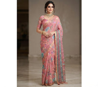Digital Floral Printed Linen Cotton Saree