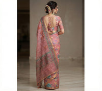 Digital Floral Printed Linen Cotton Saree