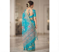 Digital Floral Printed Linen Cotton Saree