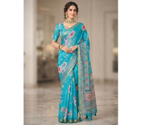 Digital Floral Printed Linen Cotton Saree