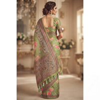 Digital Floral Printed Linen Cotton Saree
