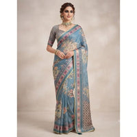 Digital Floral Printed Linen Cotton Saree