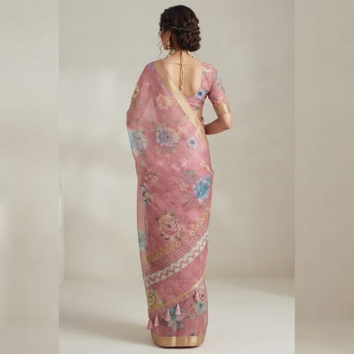 Digital Floral Printed Chiffon Saree