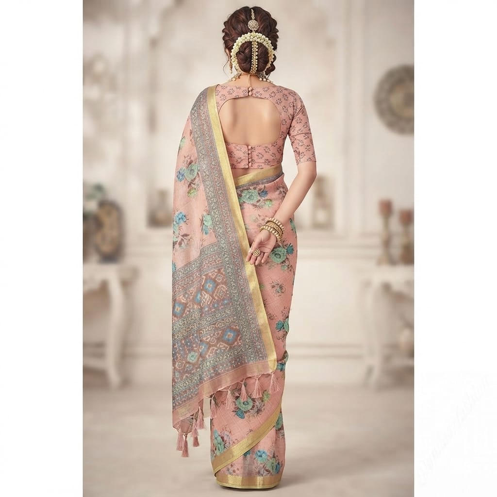 Digital Floral Printed Chiffon Saree
