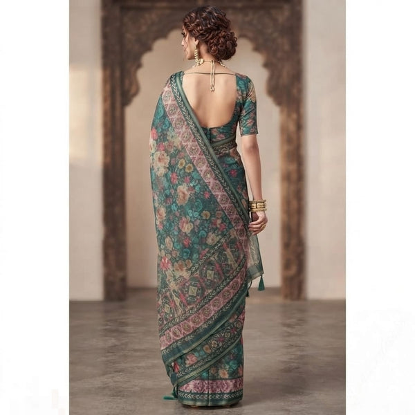 Digital Floral Printed Chiffon Saree