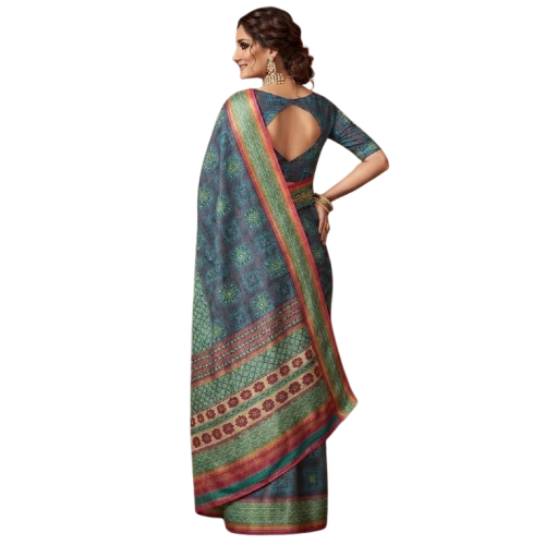 Hand Block Printed Chanderi Silk Saree