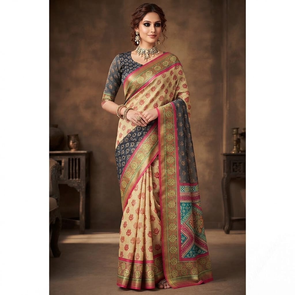 Chanderi silk-cotton blend Saree