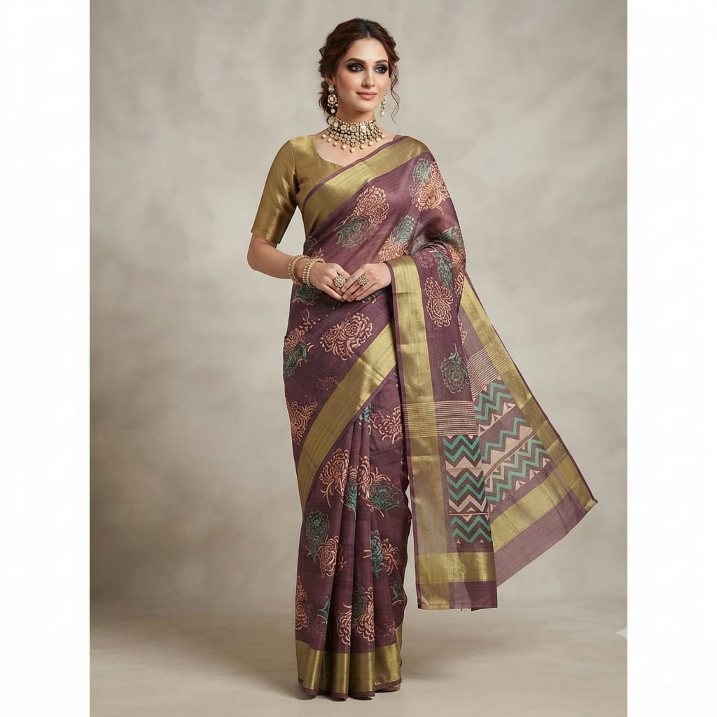 Hand Block Printed Chanderi Silk Saree