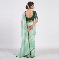 Crush Georgette Leaf Work Saree