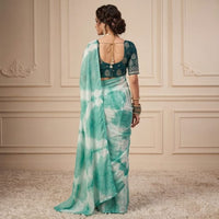 Crush Georgette Leaf Work Saree