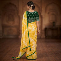 Crush Georgette Leaf Work Saree