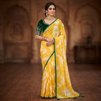 Crush Georgette Leaf Work Saree