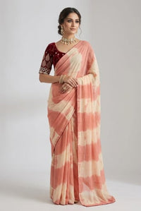 Crush Georgette Leaf Work Saree