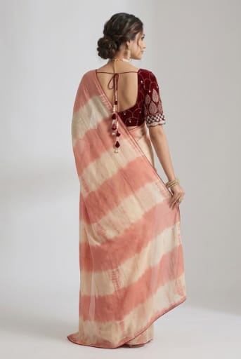 Crush Georgette Leaf Work Saree