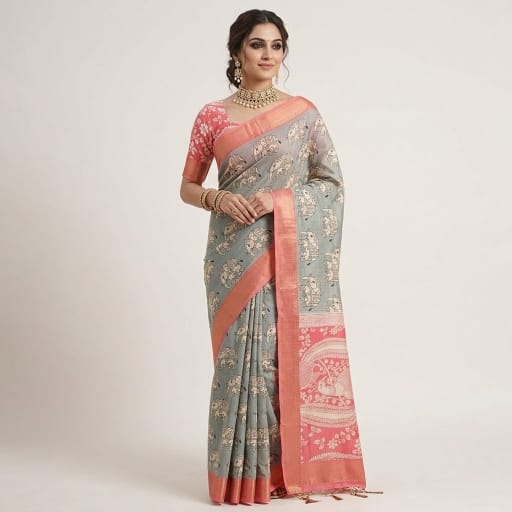 Kalamkari Cotton Silk Saree