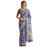 Hand Block Printed Cotton Mulmul Saree