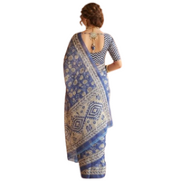 Hand Block Printed Cotton Mulmul Saree