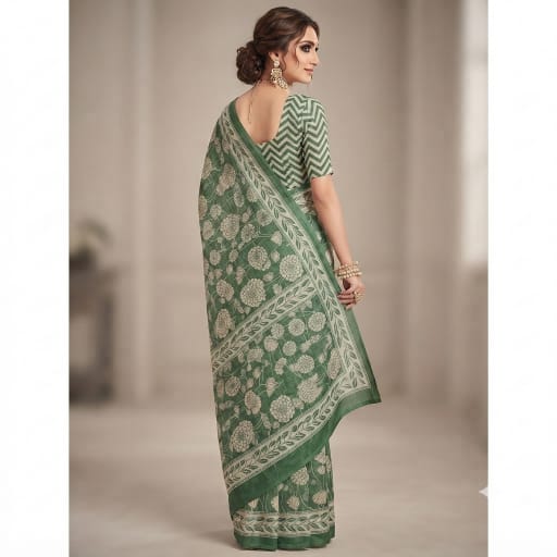 Hand Block Printed Cotton Mulmul Saree