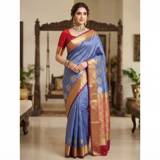 Traditional Zari Woven Kanjeevaram Silk Saree.