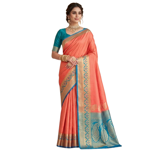 Traditional Zari Woven Kanjeevaram Silk Saree.