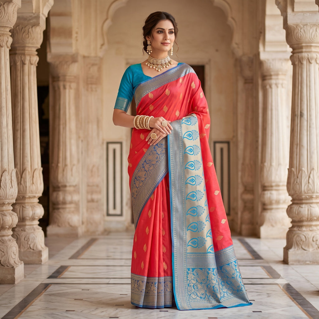 Traditional Zari Woven Kanjeevaram Silk Saree.