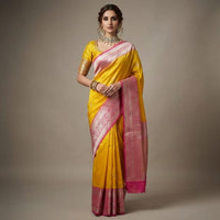 Traditional Zari Woven Gadwal Semi Pattu Saree.