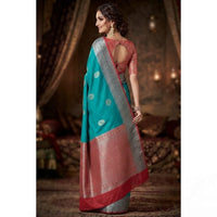 Traditional Zari Woven Gadwal Semi Pattu Saree.