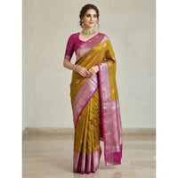Traditional Zari Woven Gadwal Semi Pattu Saree.