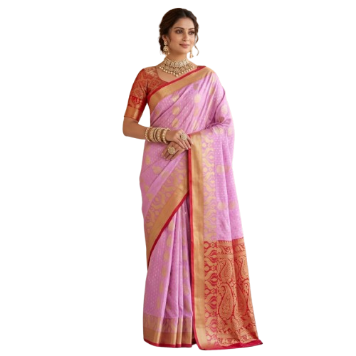 Traditional Zari Woven Gadwal Semi Pattu Saree.