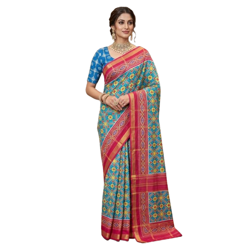 Patola Ikat Geometric Print Saree