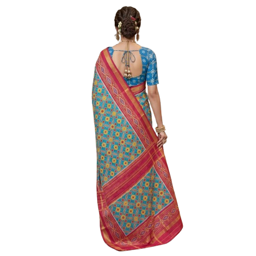 Patola Ikat Geometric Print Saree