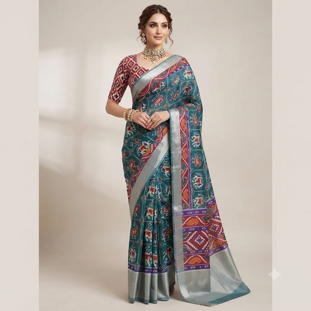 Butterfly Print Patola Style Saree.