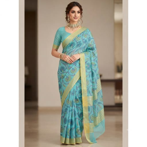 Chanderi Silk Floral Vine Saree