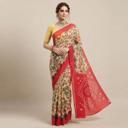 Kalamkari and Block Print Casual Saree.