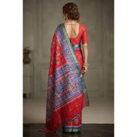 Linen Patola Ikat Saree with Purple Zari Border