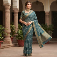 Bandhani-inspired Geometric Grid Saree