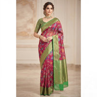 Banarasi Kora Organza Floral Jaal Saree