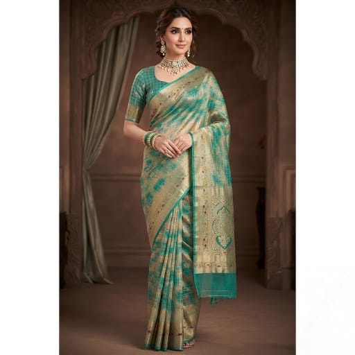 Organza Linen-Silk Batik Print Saree